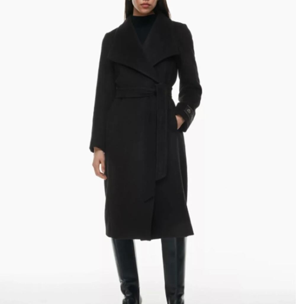 Babaton Black Montage Coat Boiled Wool Wrap (Large)